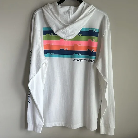 Vineyard Vines Long Sleeve Hoodie T-Shirt with Graphic on Back and Sleeve - Picture 1 of 4